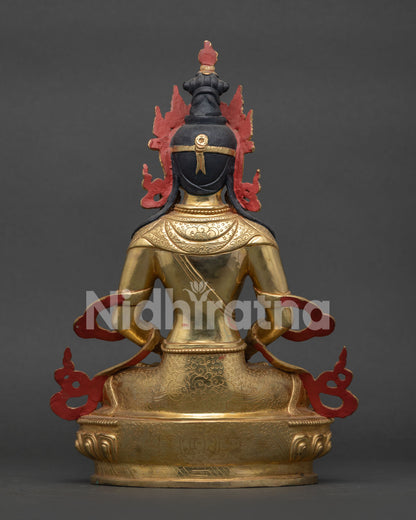 Amitayus Buddha Statue Back View Himalayan Buddhist Sculpture.