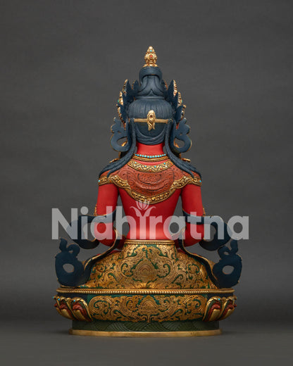 Amitayus Buddha Statue back view with traditional Nepalese handcrafted design