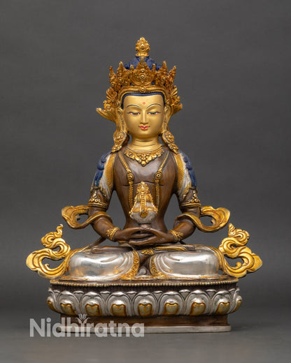 amitayus-buddha-statue-front-view-gold-gilded-copper-handcrafted-nepalese-art