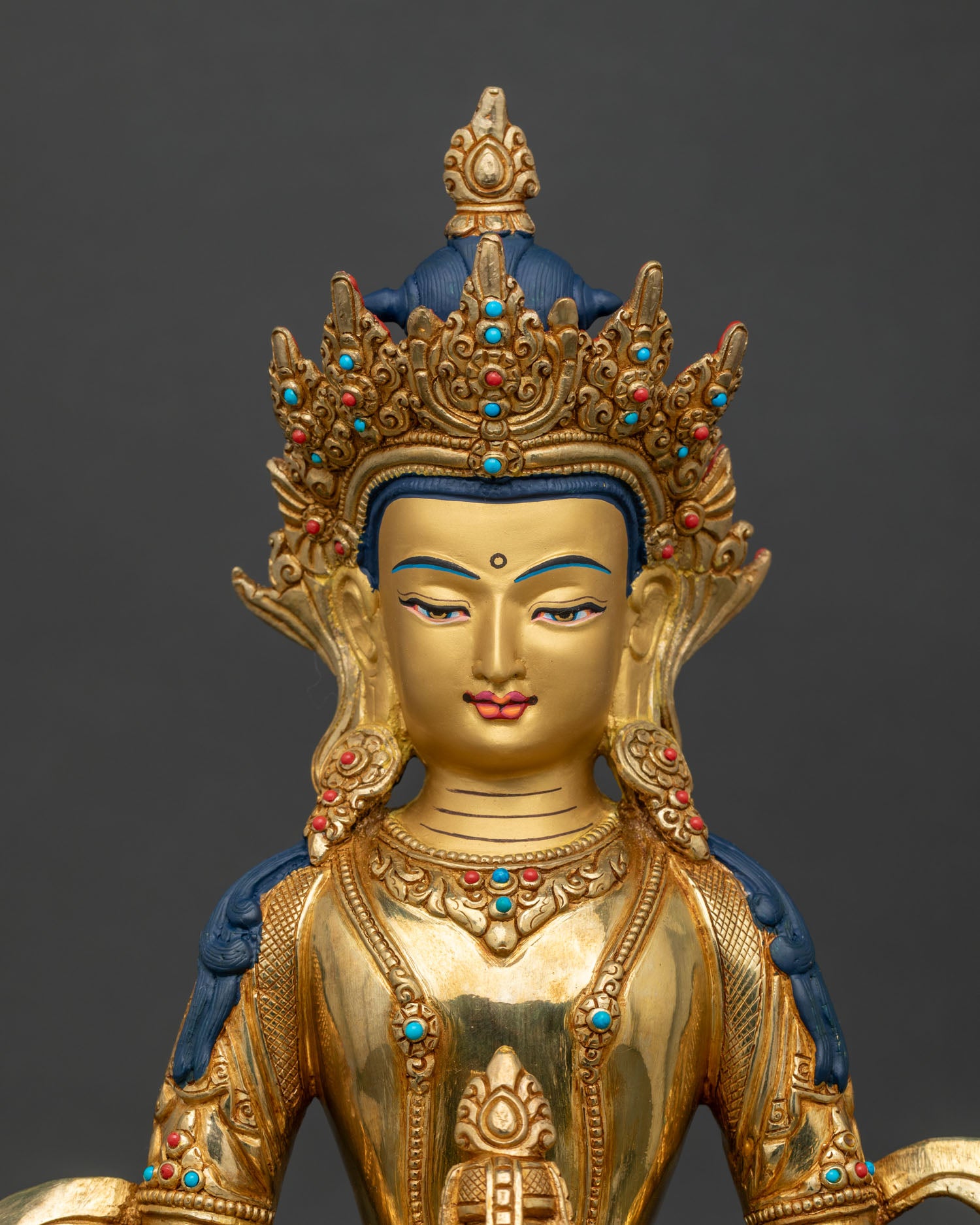 Amitayus Buddha Statue Gold Fire Gilded Nepalese Buddhist Art