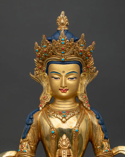 Amitayus Buddha Statue Gold Fire Gilded Nepalese Buddhist Art