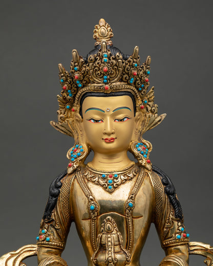 amitayus buddha statue gold gilded regular close up
