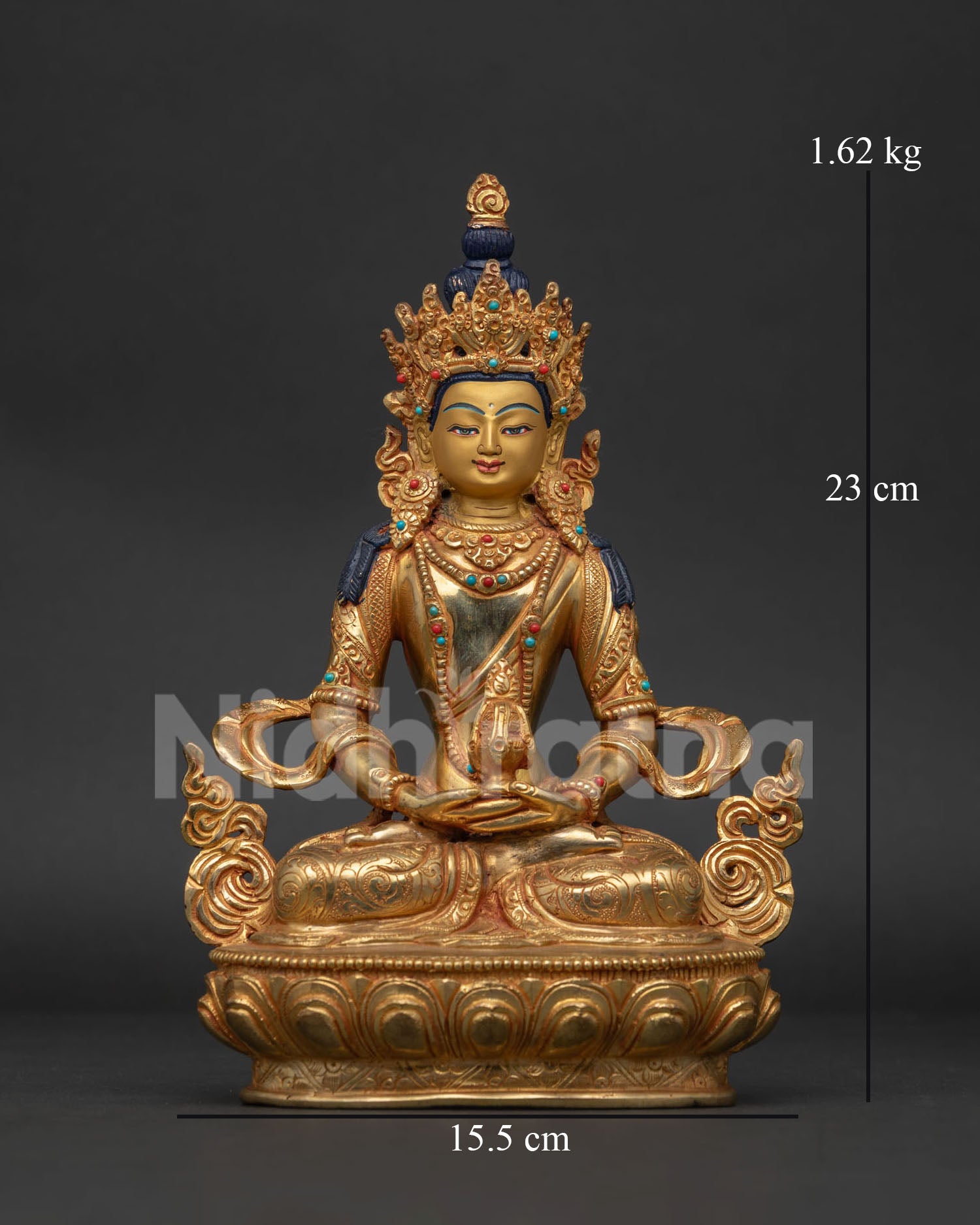 Amitayus Buddha statue handcrafted by Newari artisans from Patan Nepal.