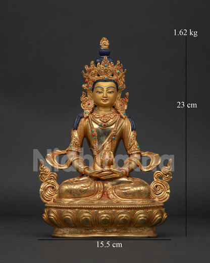 Amitayus Buddha statue handcrafted by Newari artisans from Patan Nepal.
