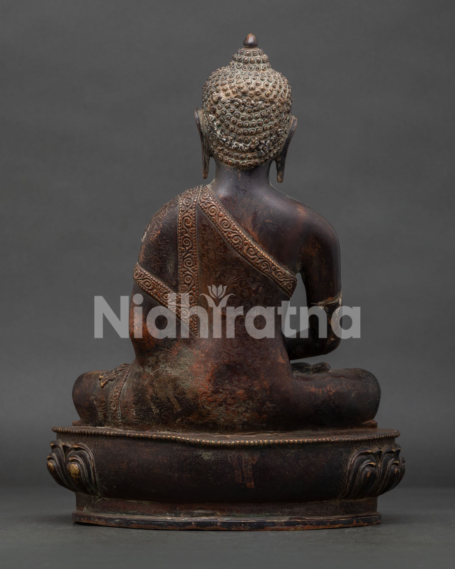 Amitayus Buddha statue handcrafted copper sculpture symbolizing infinite life and longevity.