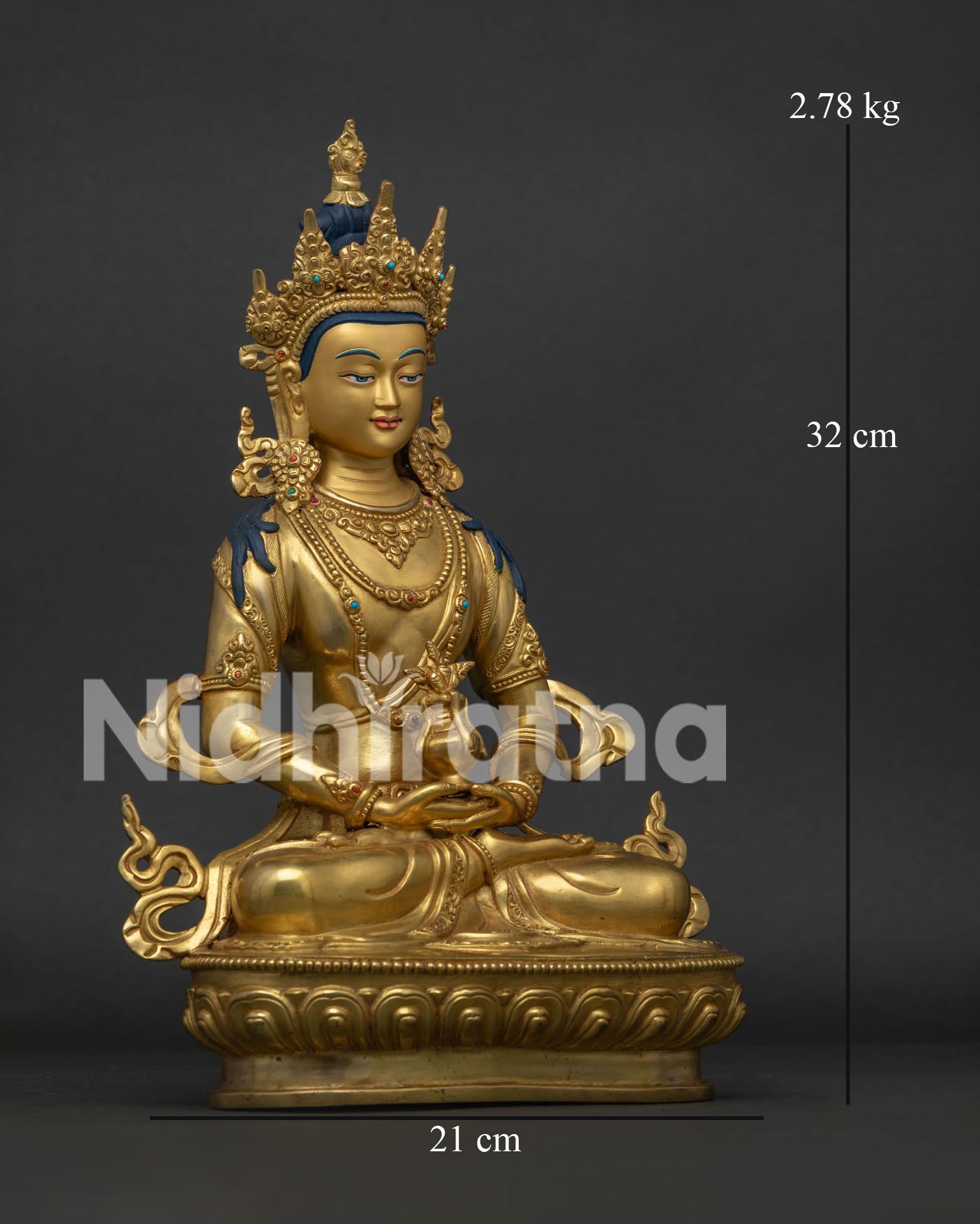 Amitayus Buddha Statue right view side handcrafted Newari Buddhist art