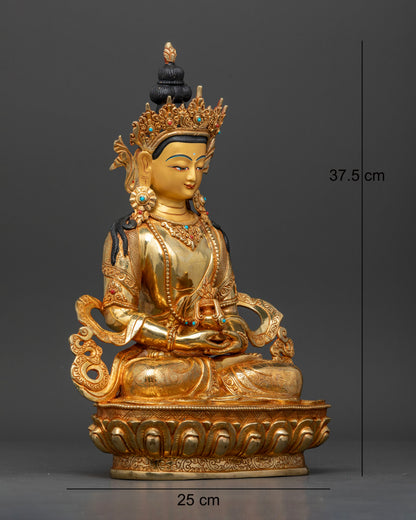 Amitayus Buddhist statue Dhyana Mudra longevity vase Nepalese art.