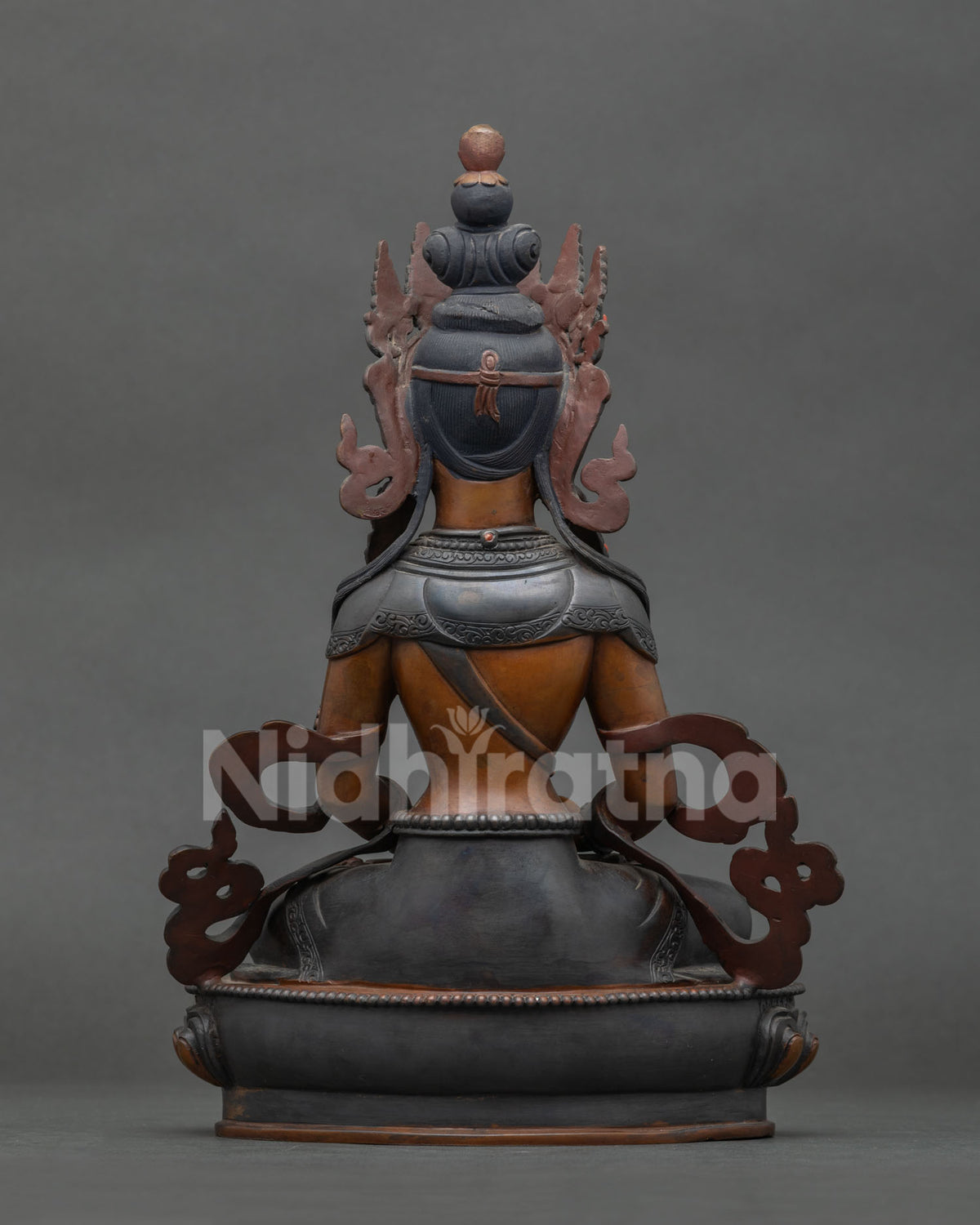 Amitayus Buddhist Statue seated on hand carved lotus pedestal.