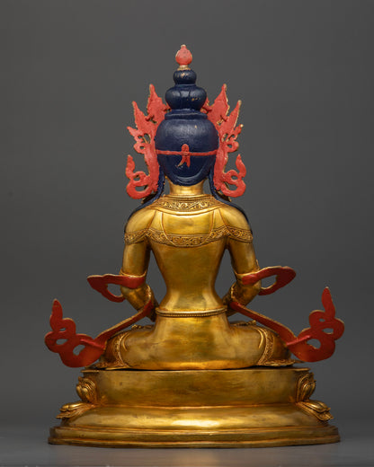 Amitayus Statue back view featuring handcrafted Newari craftsmanship