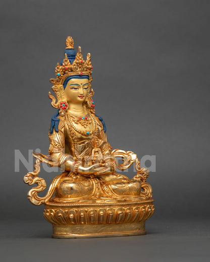 Amitayus Statue Buddha of Infinite Life seated on hand carved lotus pedestal