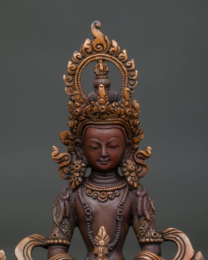 Amitayus Statue in Dhyana Mudra Holding Sacred Vase.
