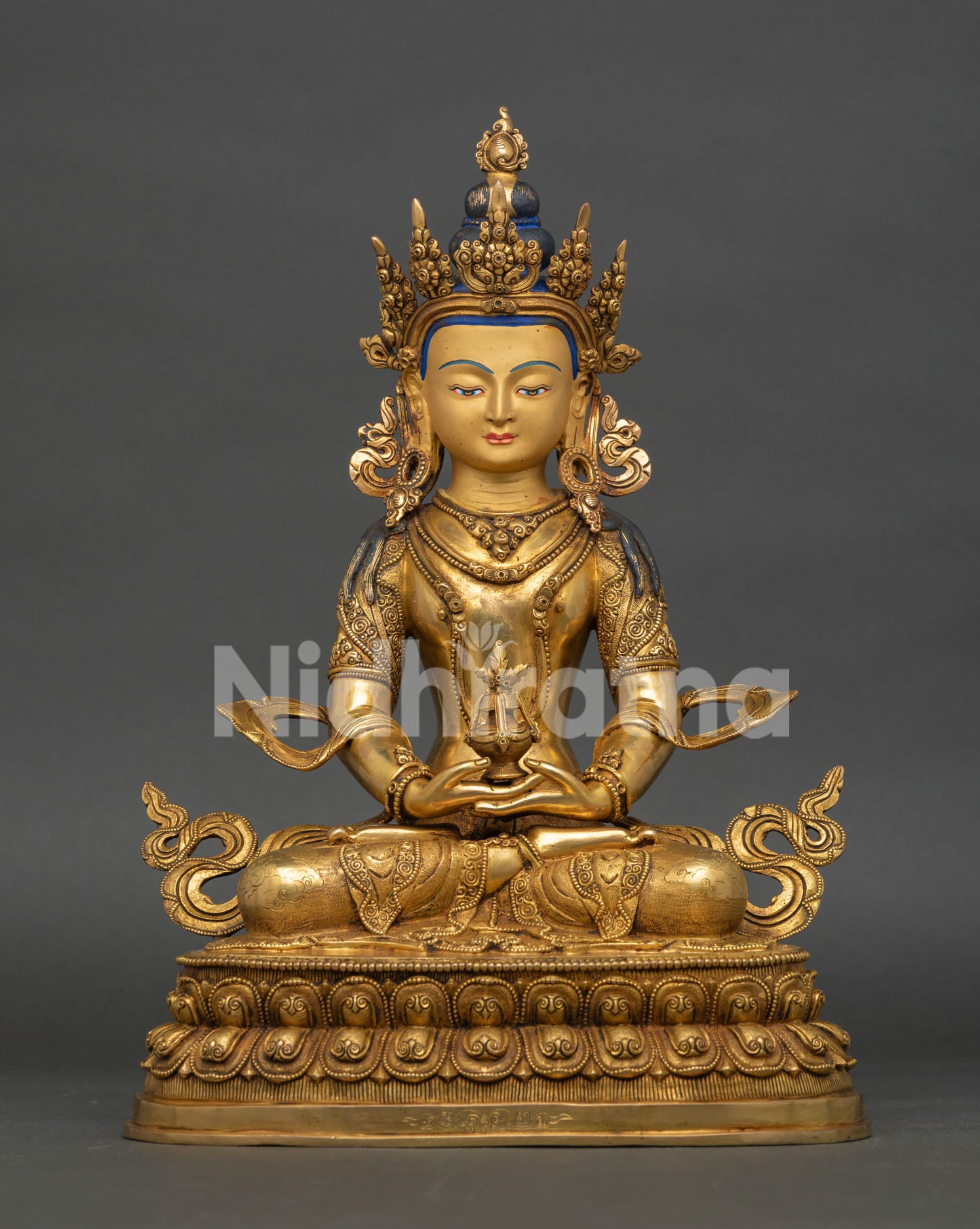 amitayus statue from nepal handcrafted copper buddhist deity sculpture