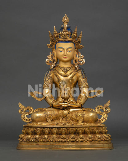 amitayus statue from nepal handcrafted copper buddhist deity sculpture