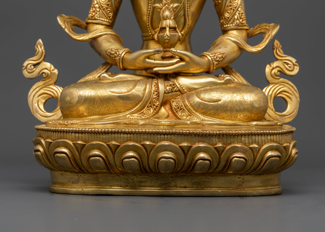 Gold-Plated Amitayus Buddha Statue : Enhance Your Spiritual Space