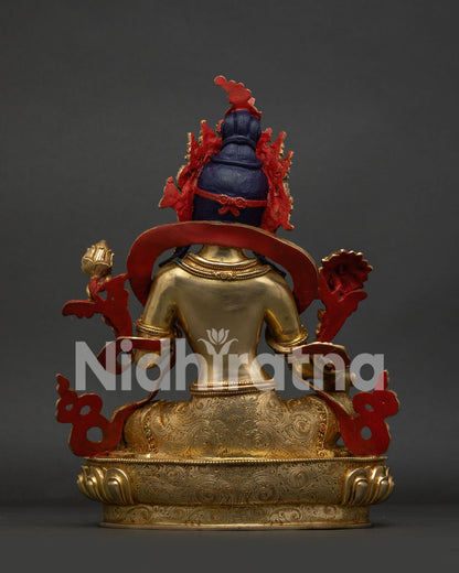 Authentic Himalayan Green Tara copper statue, handcarved by Newari artisans from Patan, Nepal