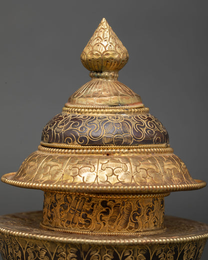 authentic neshi rice pot for tibetan buddhist rituals and sacred decor