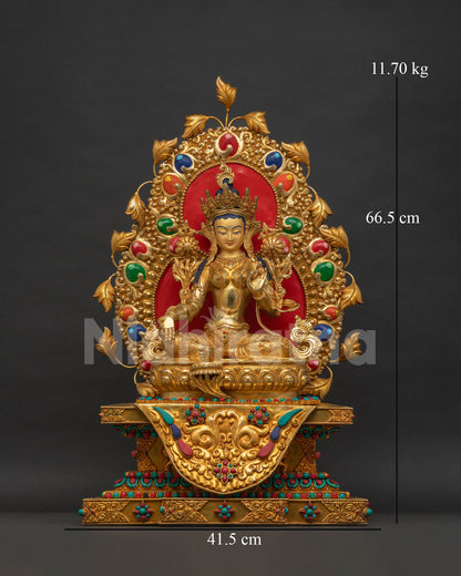 Green Tara with Throne