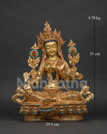 Luxurious Green Tara Statue | Tibetan Buddhist Art from Nepal
