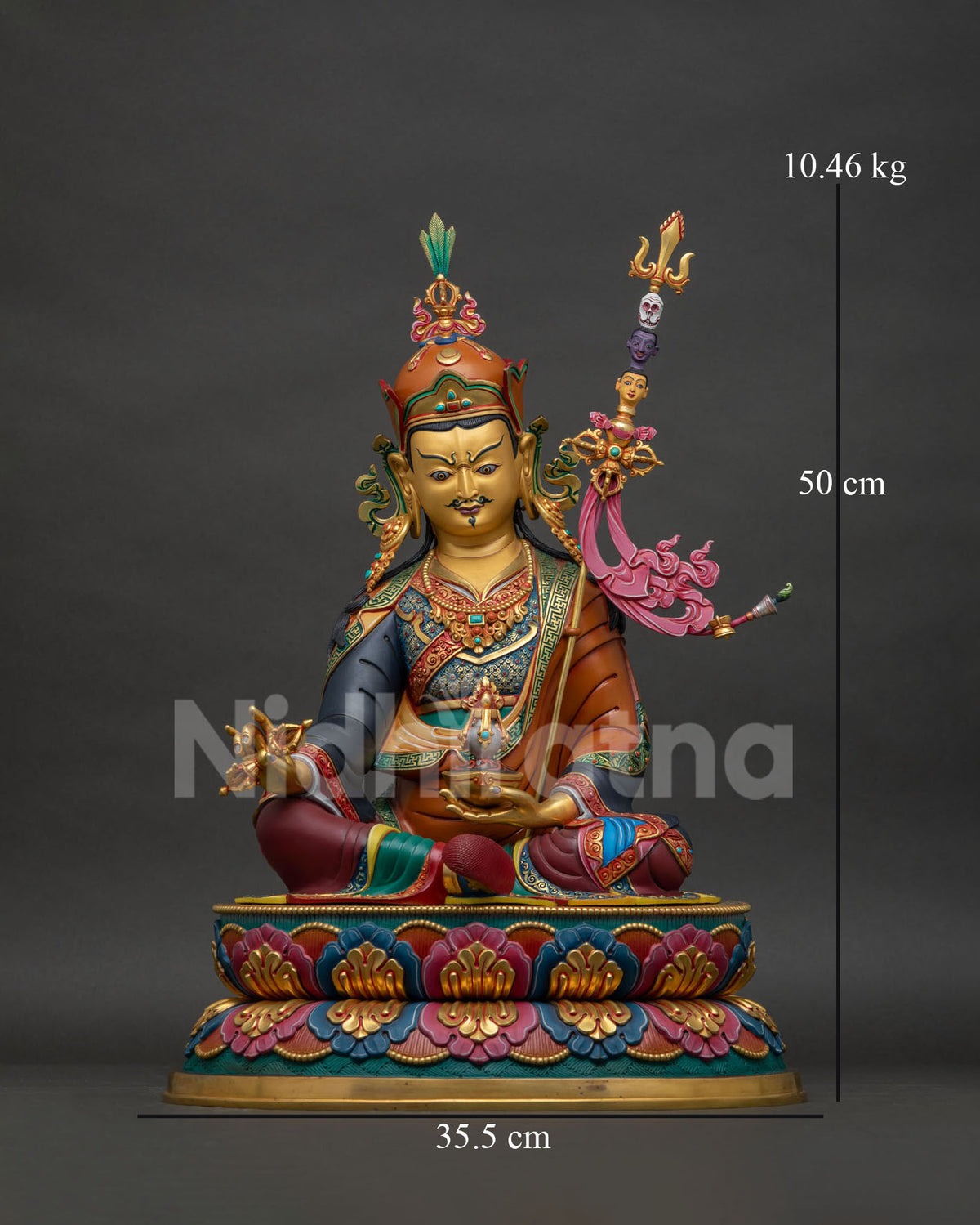 Guru Rinpoche Statue (50cm) | Hand-Painted Buddhist Copper Sculpture