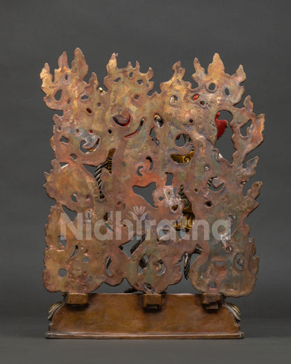 Back view of Dancing Citipati duo statue handcrafted by Newari artisans in Nepal