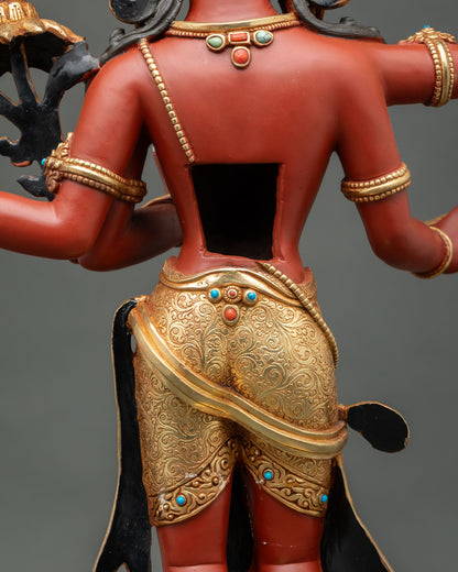 Back detail of gold ornaments and carving on Maha Manjushri statue