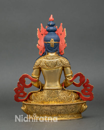 Back view of Amitayus statue lotus throne spiritual art