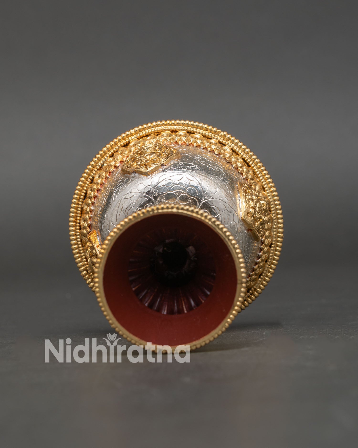 back view buddhist butter lamps, gold plated base altar decoration spiritual lighting prayer offering lamps nepal