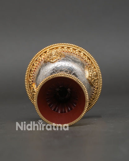 back view buddhist butter lamps, gold plated base altar decoration spiritual lighting prayer offering lamps nepal