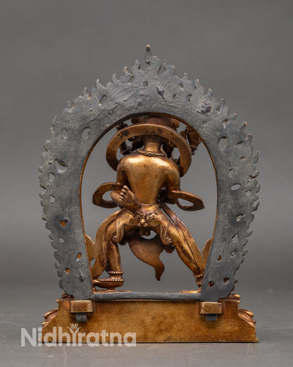 Back view of Chakrasamvara Yab-Yum statue showing lotus seat and detailed artisan work
