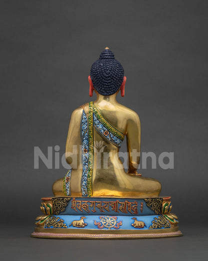 back view copper gautama buddha statue newari handcrafted altar shrine decor
