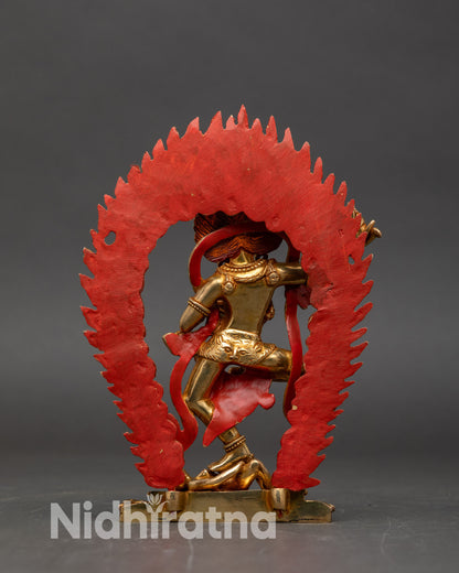 Back view Dorje Phagmo sculpture flaming halo lotus base sacred Buddhist statue
