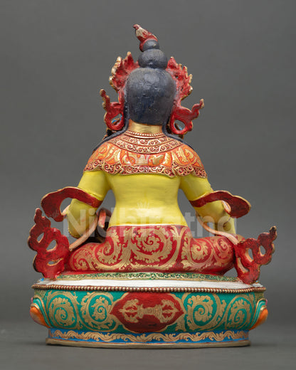 back view dzambhala statue copper lost wax craftsmanship detailed acrylic painted finish