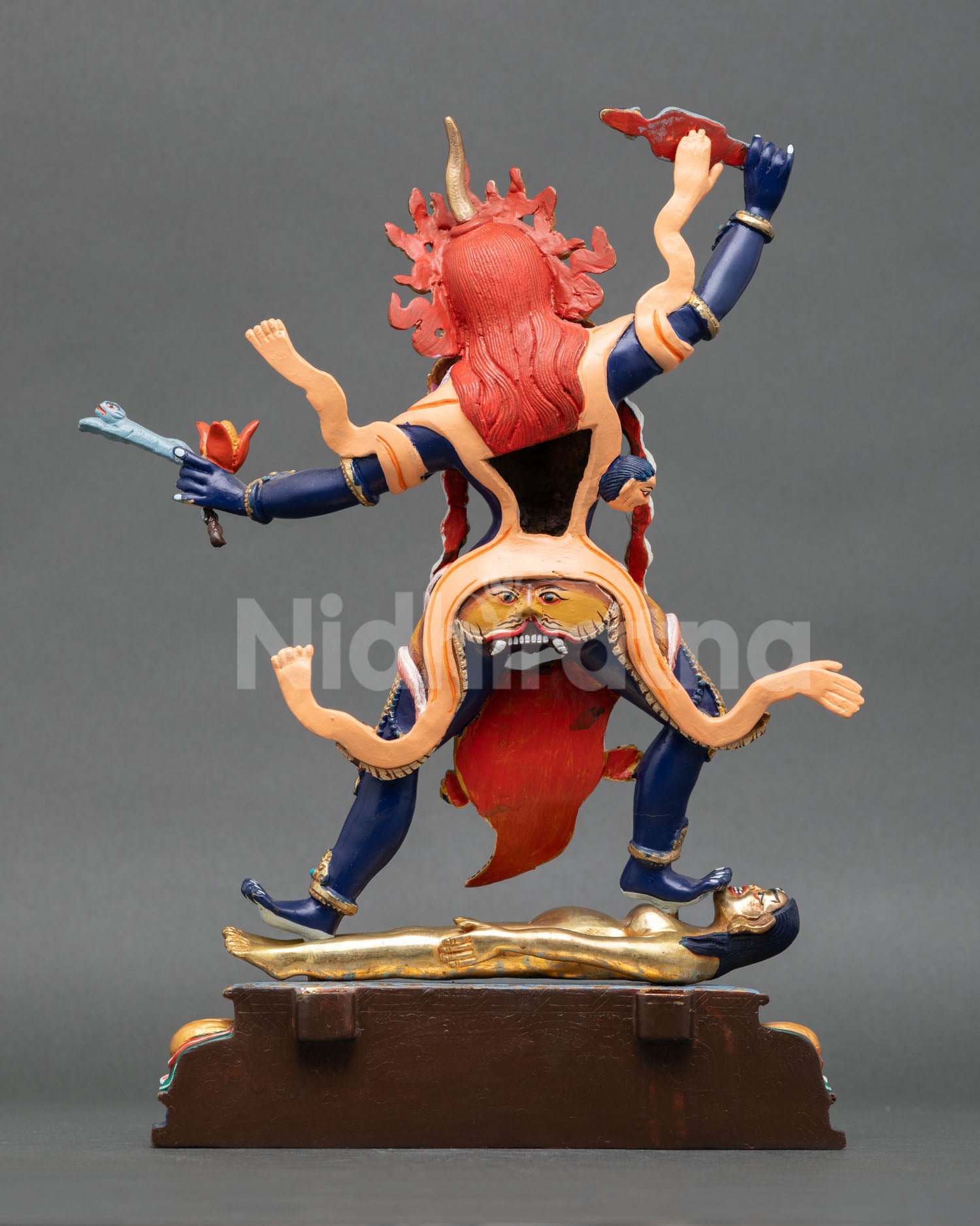 back view, ekajati statue back copper lotus base nepal handcrafted buddhist art