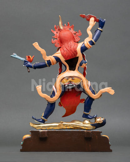back view, ekajati statue back copper lotus base nepal handcrafted buddhist art