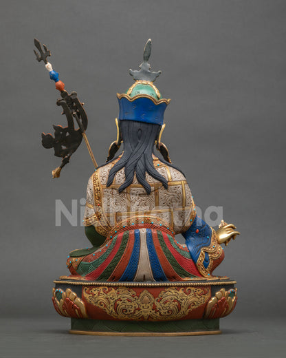 Back View of Guru Rinpoche Statue Showing Detailed Craftsmanship