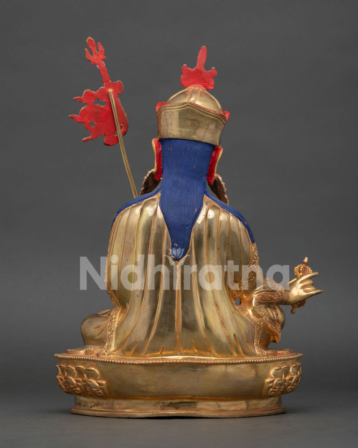 Back View Guru Rinpoche Statue Lotus Seat Carved Details Himalayan Art