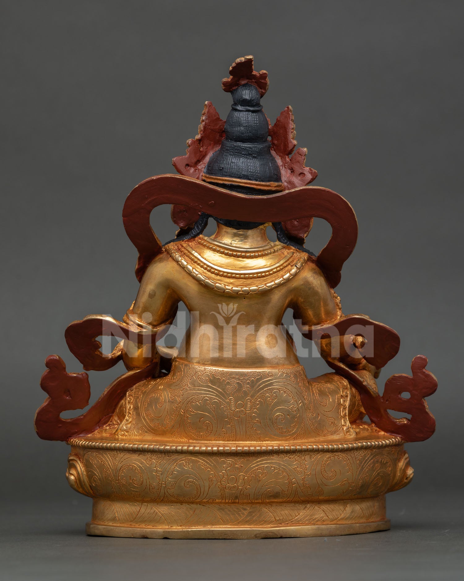 Back View of Handcrafted Dzambhala Statue, Made by Newari Artist from Patan, Nepal, Sacred Buddhist Art