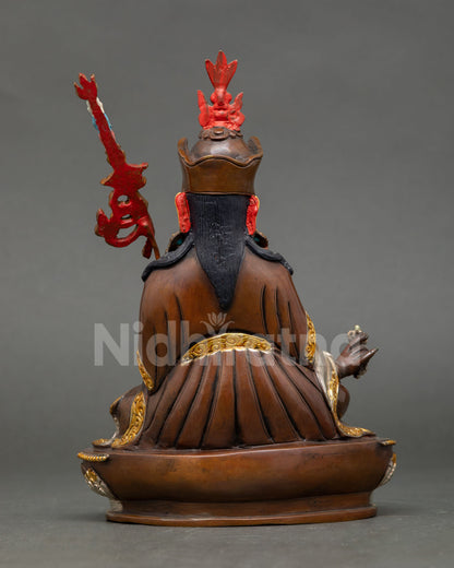 Back View of Handcrafted Guru Rinpoche Statue Made by Newari Artist from Patan Nepal Buddhist Deit