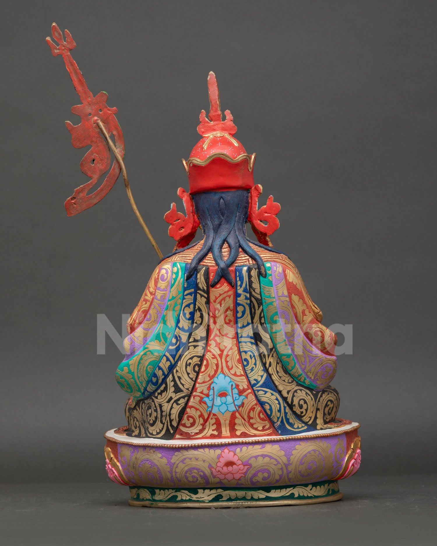 Back View of Handcrafted Guru Tsokye Dorje Statue, Made by Newari Artist from Nepal 