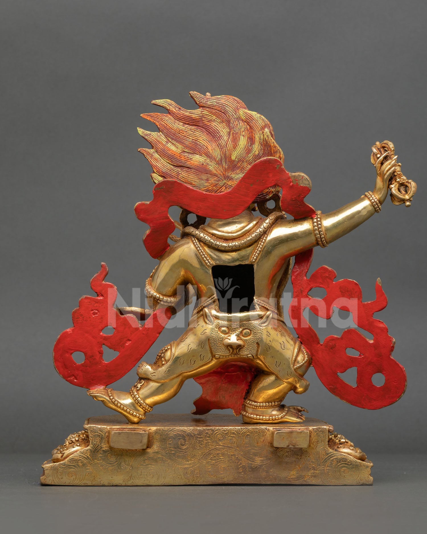 Back View of Handcrafted Vajrapani Statue Made by Newari Artist from Nepal, Sacred Copper Art
