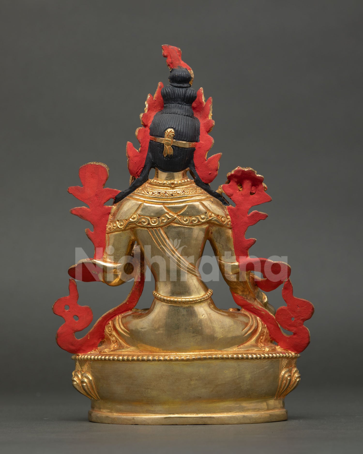 Back View of Handcrafted White Tara Statue, Made by a Newari Artist from Patan, Nepal 