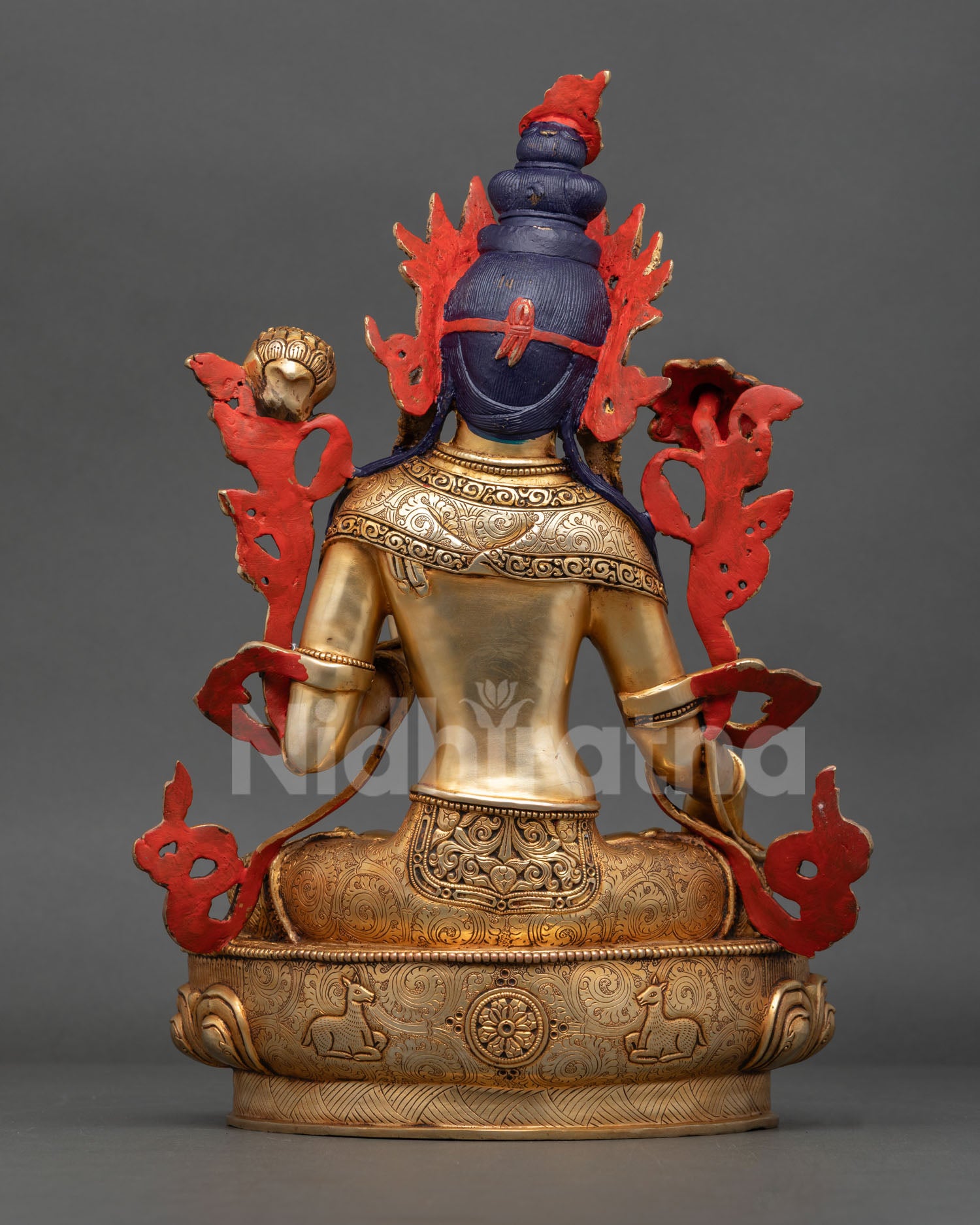 Back View of Handcrafted White Tara Statue Made by Newari Artist, Sacred Buddhist Art