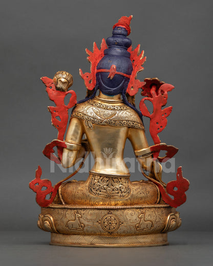 Back View of Handcrafted White Tara Statue Made by Newari Artist, Sacred Buddhist Art