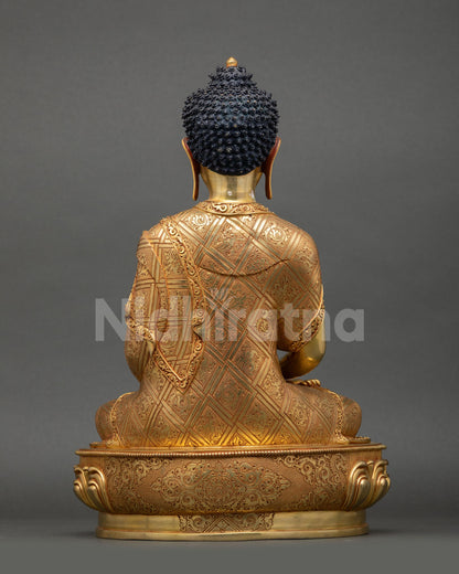 Back view of Himalayan Amitabha Buddha statue designed for Buddhist altar decor and meditation space placement
