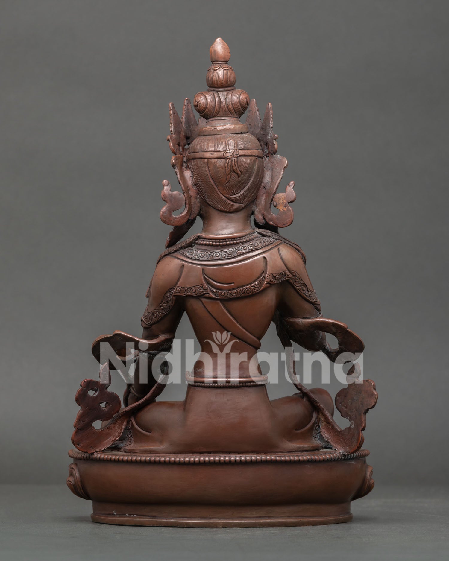 Back View Kshitigarbha Bodhisattva Statue Handmade by Newari Artisans from Patan Nepal.