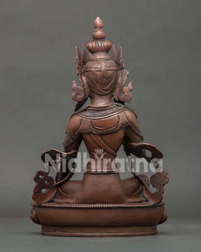 Back View Kshitigarbha Bodhisattva Statue Handmade by Newari Artisans from Patan Nepal.