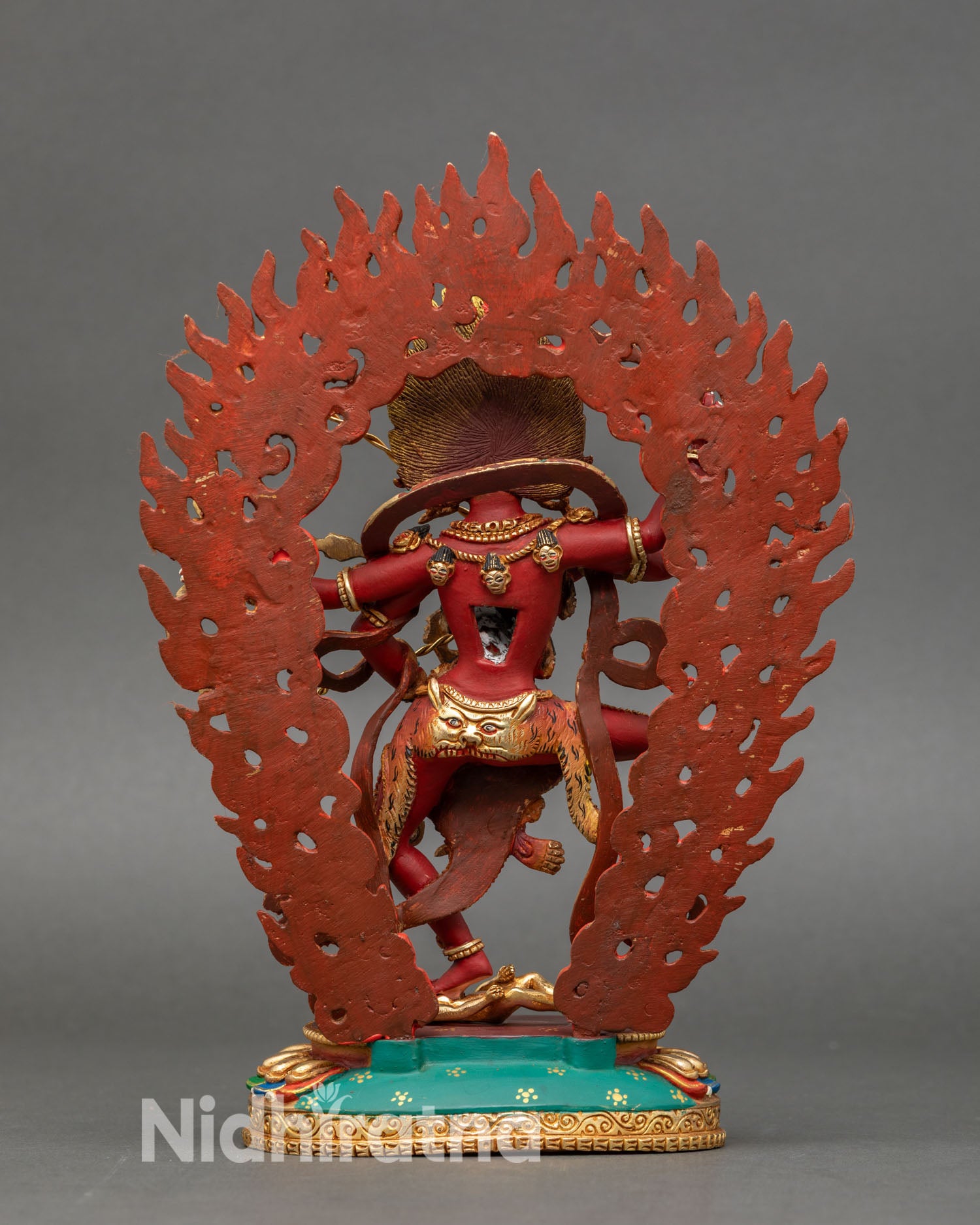 Back view of kurukulla buddhist dakini intricate halo copper buddhist decor