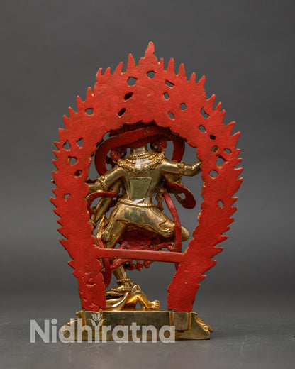 Back view Kurukulla sculpture flame halo lotus base handcrafted Buddhist statue Nepal