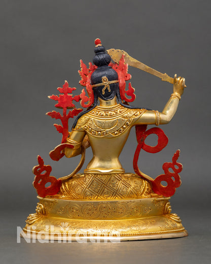 back-view-manjushri-statue-handmade-nepalese-bodhisattva-sacred-decor-meditation