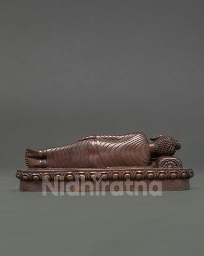 Back View of Nepalese Nirvana Buddha Sculpture handcrafted by Newari artisans sacred Buddhist decor for meditation and contemplation